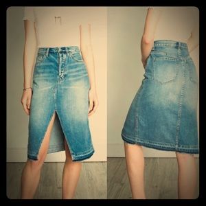 NWOT Free People denim midi skirt, size 27